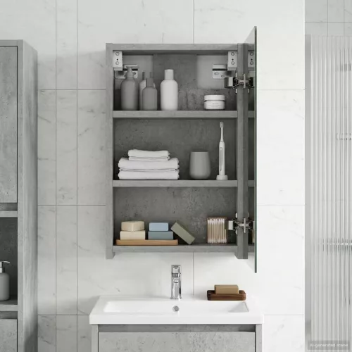  Fürdőszobai tükörszekrény Beton Szürke 30 x 10,5 x 50 cm