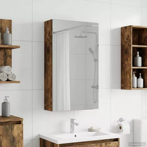  Fürdőszobai tükörszekrény Füstölt tölgy 30 x 10,5 x 50 cm