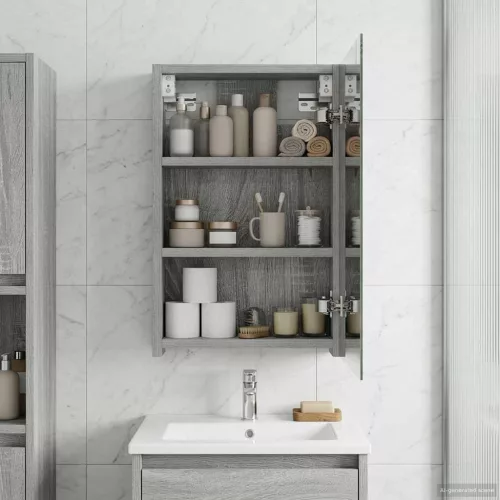  Fürdőszobai tükörszekrény Szürke Sonoma 30 x 10,5 x 50 cm