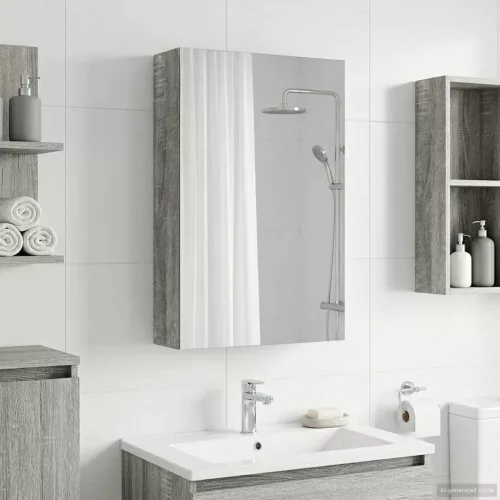  Fürdőszobai tükörszekrény Szürke Sonoma 30 x 10,5 x 50 cm