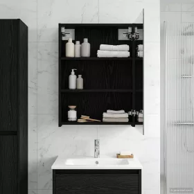    Fürdőszobai tükörszekrény Fekete tölgy 50 x 14,5 x 70 cm