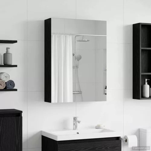  Fürdőszobai tükörszekrény Fekete tölgy 50 x 14,5 x 70 cm