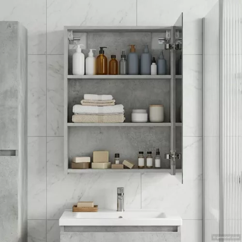  Fürdőszobai tükörszekrény Beton Szürke 50 x 14,5 x 70 cm