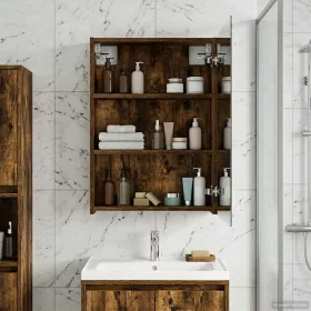    Fürdőszobai tükörszekrény Füstölt tölgy 50 x 14,5 x 70 cm