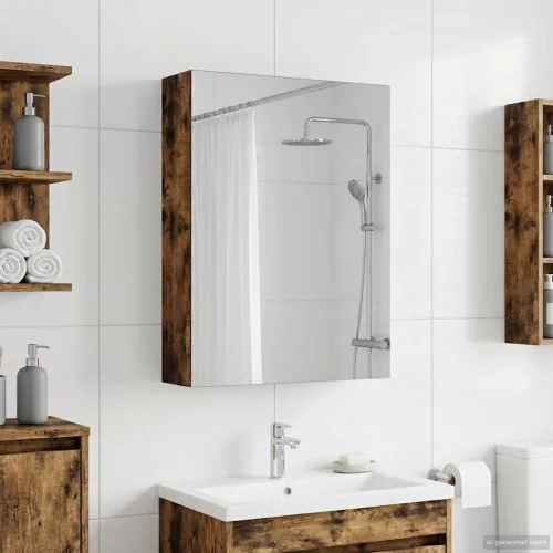  Fürdőszobai tükörszekrény Füstölt tölgy 50 x 14,5 x 70 cm