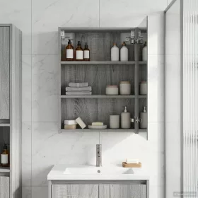    Fürdőszobai tükörszekrény Szürke Sonoma 50 x 14,5 x 70 cm