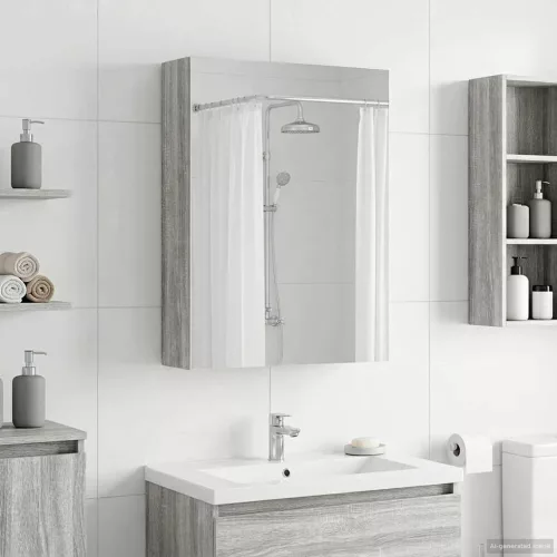  Fürdőszobai tükörszekrény Szürke Sonoma 50 x 14,5 x 70 cm