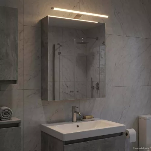  Fürdőszobai tükörszekrény Beton Szürke 50 x 14,5 x 70 cm