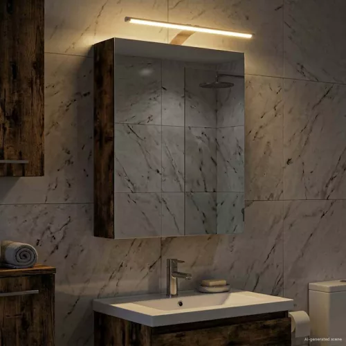  Fürdőszobai tükörszekrény Füstölt tölgy 50 x 14,5 x 70 cm