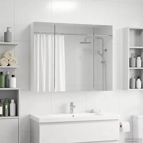  Fürdőszobai tükörszekrény Fehér 60 x 14,5 x 50 cm Faanyag