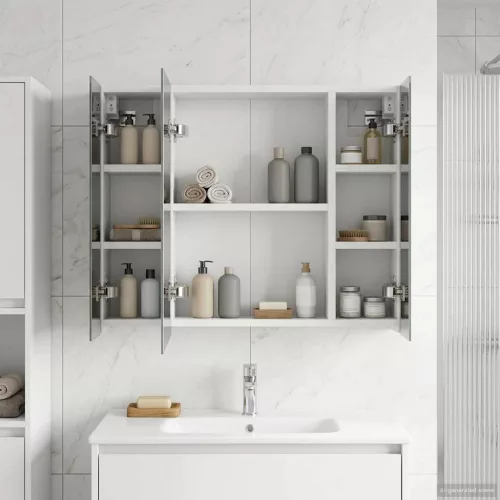  Fürdőszobai tükörszekrény Fehér 60 x 14,5 x 50 cm Faanyag