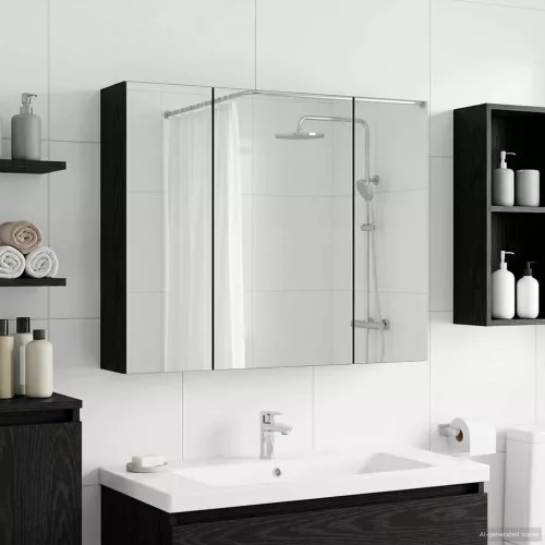  Fürdőszobai tükörszekrény Fekete tölgy 60 x 14,5 x 50 cm