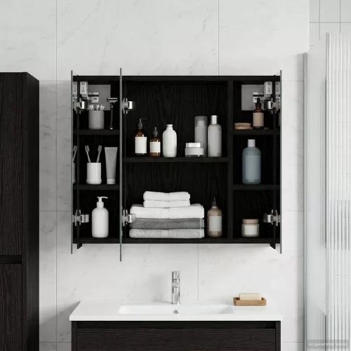  Fürdőszobai tükörszekrény Fekete tölgy 60 x 14,5 x 50 cm