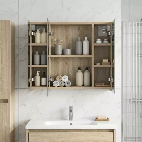  Fürdőszobai tükörszekrény Sonoma tölgy 60 x 14,5 x 50 cm