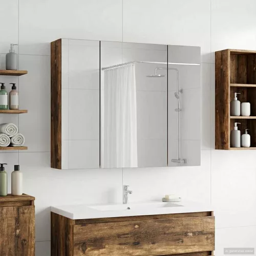  Fürdőszobai tükörszekrény Füstölt tölgy 60 x 14,5 x 50 cm