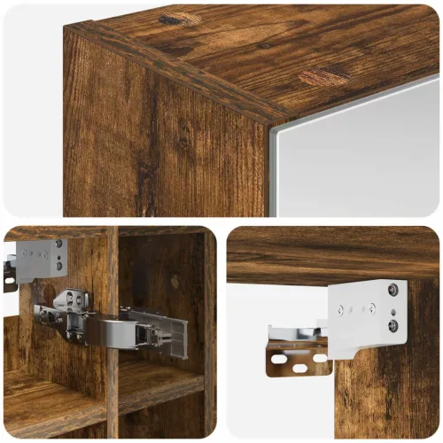  Fürdőszobai tükörszekrény Füstölt tölgy 60 x 14,5 x 50 cm