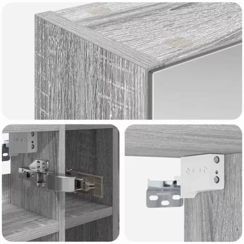  Fürdőszobai tükörszekrény Szürke Sonoma 60 x 14,5 x 50 cm