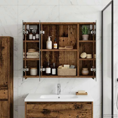  Fürdőszobai tükörszekrény Öreg fa 60 x 14,5 x 50 cm Faanyag