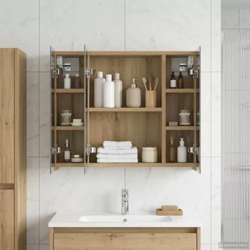  Fürdőszobai tükörszekrény Művészi tölgy 60 x 14,5 x 50 cm