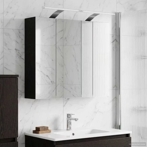  Fürdőszobai tükörszekrény Fekete tölgy 60 x 14,5 x 50 cm