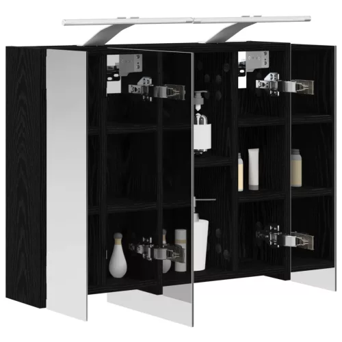  Fürdőszobai tükörszekrény Fekete tölgy 60 x 14,5 x 50 cm