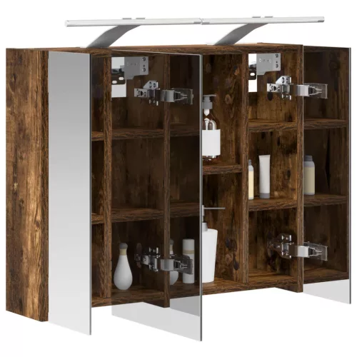  Fürdőszobai tükörszekrény Füstölt tölgy 60 x 14,5 x 50 cm