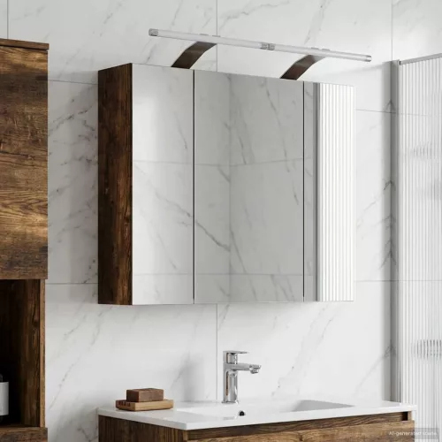  Fürdőszobai tükörszekrény Füstölt tölgy 60 x 14,5 x 50 cm