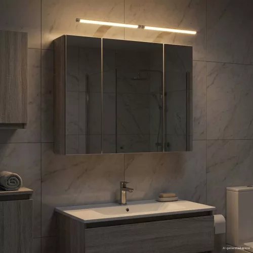  Fürdőszobai tükörszekrény Szürke Sonoma 60 x 14,5 x 50 cm