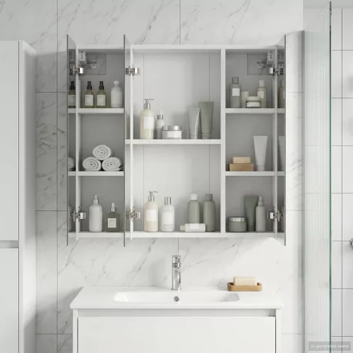  Fürdőszobai tükörszekrény Fehér 70 x 14,5 x 70 cm Faanyag