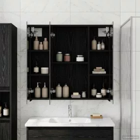    Fürdőszobai tükörszekrény Fekete tölgy 70 x 14,5 x 70 cm