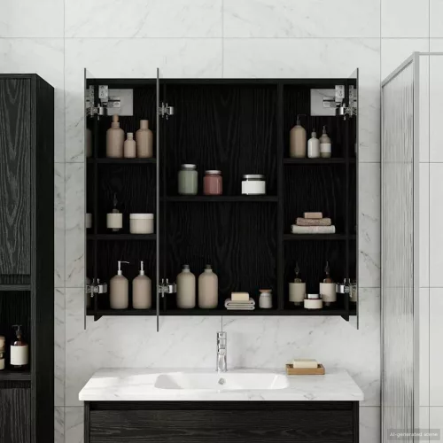  Fürdőszobai tükörszekrény Fekete tölgy 70 x 14,5 x 70 cm