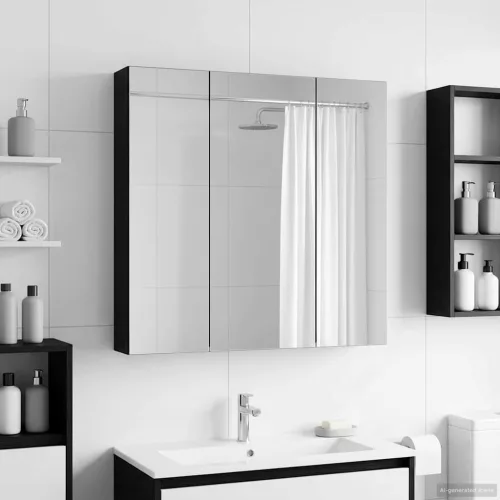  Fürdőszobai tükörszekrény Fekete tölgy 70 x 14,5 x 70 cm