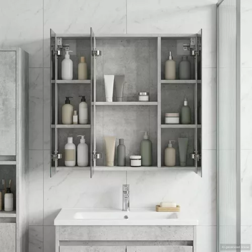  Fürdőszobai tükörszekrény Beton Szürke 70 x 14,5 x 70 cm