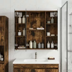    Fürdőszobai tükörszekrény Füstölt tölgy 70 x 14,5 x 70 cm