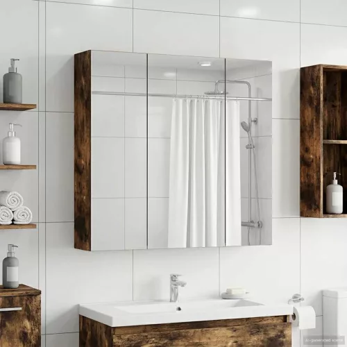  Fürdőszobai tükörszekrény Füstölt tölgy 70 x 14,5 x 70 cm