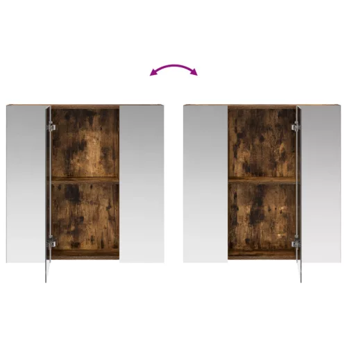  Fürdőszobai tükörszekrény Füstölt tölgy 70 x 14,5 x 70 cm