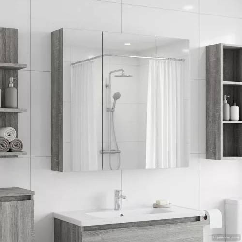  Fürdőszobai tükörszekrény Szürke Sonoma 70 x 14,5 x 70 cm