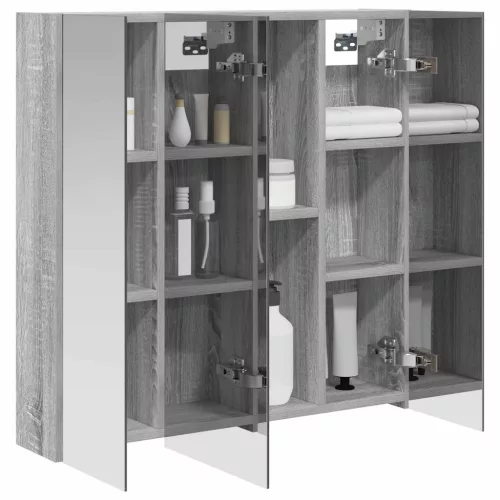  Fürdőszobai tükörszekrény Szürke Sonoma 70 x 14,5 x 70 cm