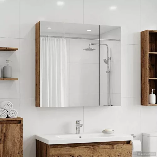  Fürdőszobai tükörszekrény Öreg fa 70 x 14,5 x 70 cm Faanyag