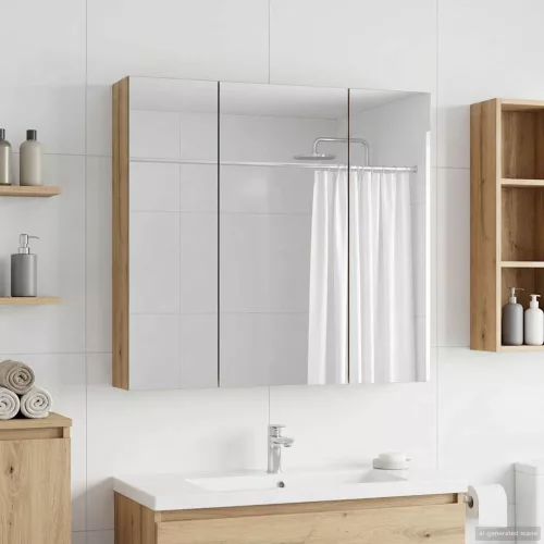  Fürdőszobai tükörszekrény Művészi tölgy 70 x 14,5 x 70 cm