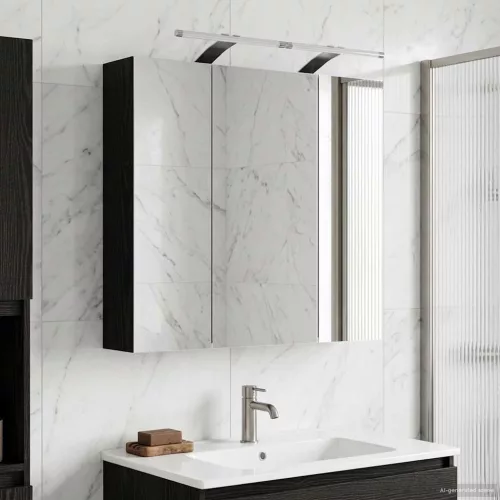  Fürdőszobai tükörszekrény Fekete tölgy 70 x 14,5 x 70 cm