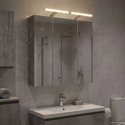  Fürdőszobai tükörszekrény Beton Szürke 70 x 14,5 x 70 cm