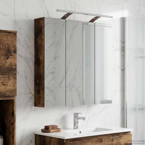  Fürdőszobai tükörszekrény Füstölt tölgy 70 x 14,5 x 70 cm