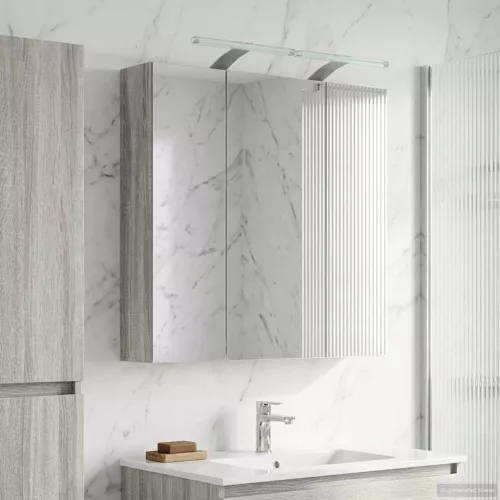  Fürdőszobai tükörszekrény Szürke Sonoma 70 x 14,5 x 70 cm