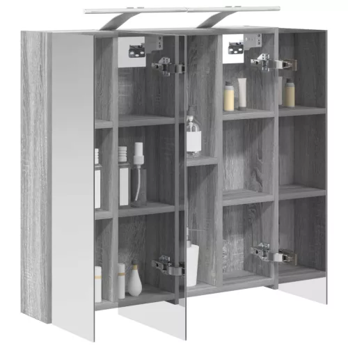  Fürdőszobai tükörszekrény Szürke Sonoma 70 x 14,5 x 70 cm