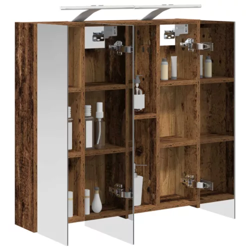  Fürdőszobai tükörszekrény Öreg fa 70 x 14,5 x 70 cm Faanyag