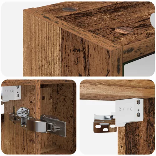  Fürdőszobai tükörszekrény Öreg fa 70 x 14,5 x 70 cm Faanyag