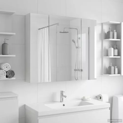  Fürdőszobai tükörszekrény Fehér 80 x 14.5 x 70 cm Faanyag