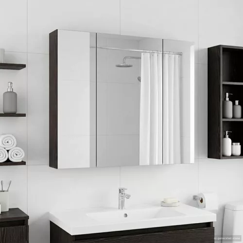  Fürdőszobai tükörszekrény Fekete tölgy 80 x 14.5 x 70 cm