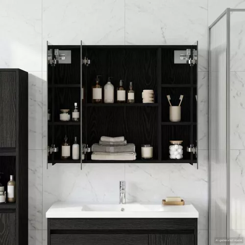  Fürdőszobai tükörszekrény Fekete tölgy 80 x 14.5 x 70 cm